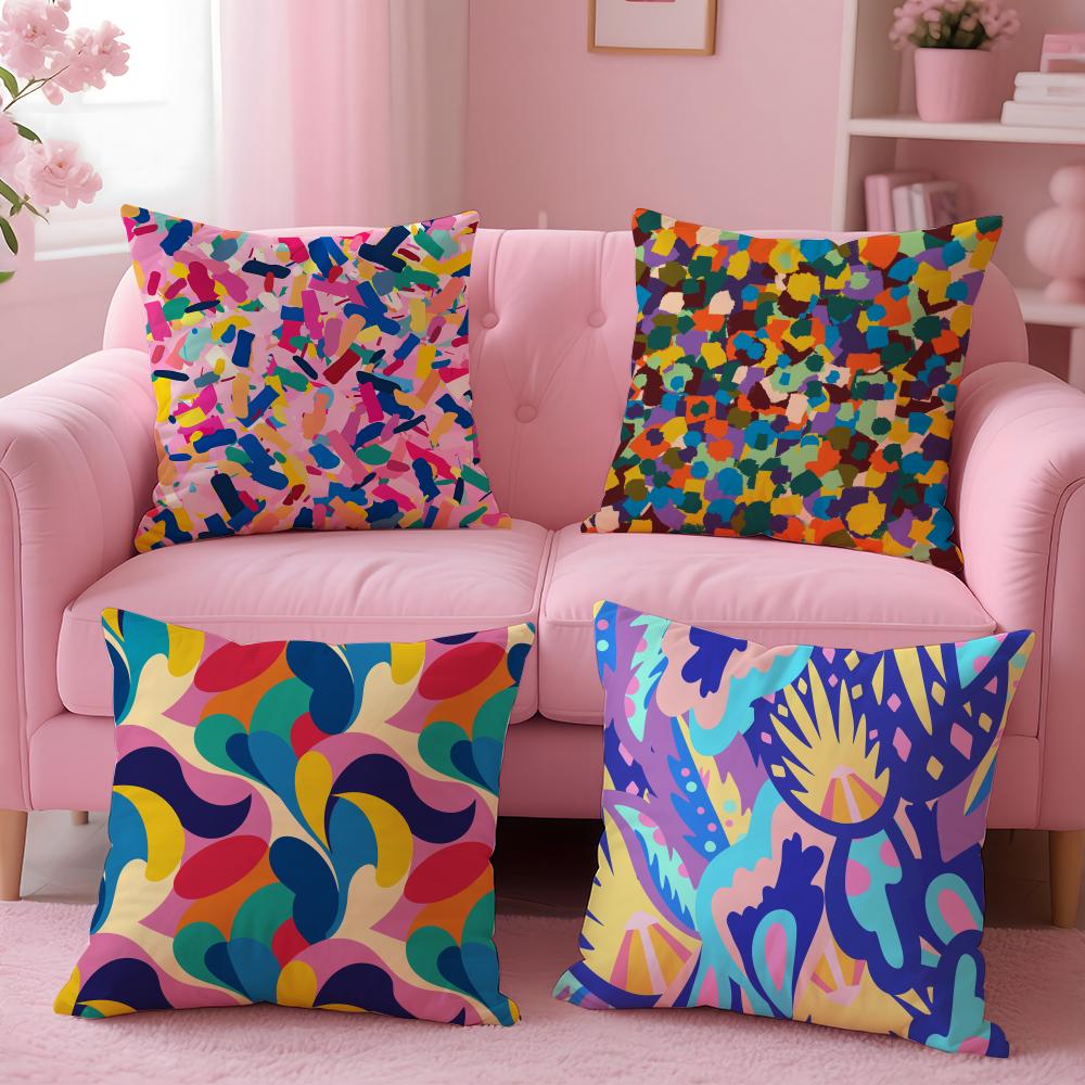 Abstract Colorful Cushion Cover Soft Plush Throw Pillow Cushion CoverDoubleSided Printed Pillow Case for Sofa Home Decor