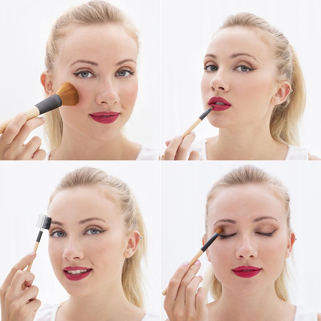 Set of Wooden Make-up Brushes with Carry Case Miset InnovaGoods 5 Units