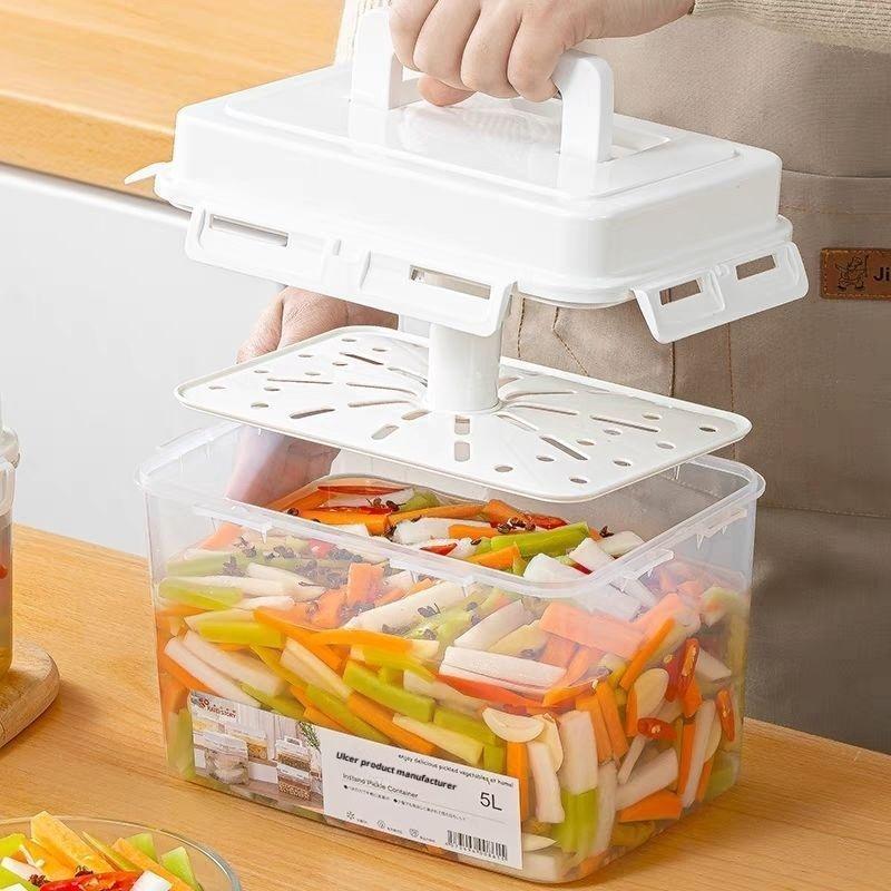 5L Kimchi Presse Aufbewahrungsbehälter Gurkenglas für Essiggurken Sauerkraut Kimchi Aufbewahrungsbehälter und Fermentationsorganisation