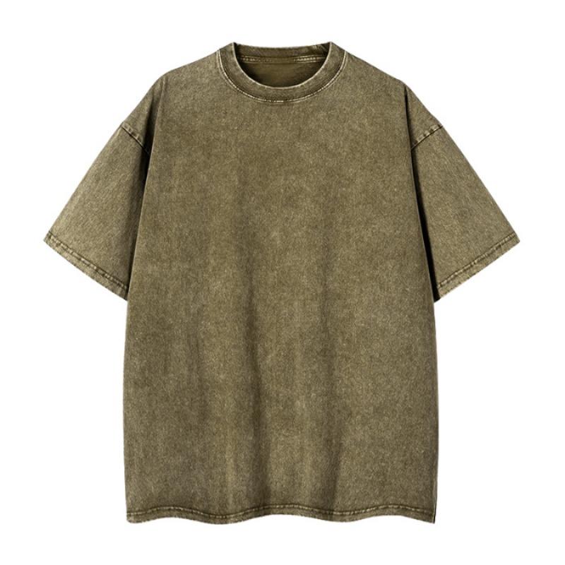 

Высококачественная свободная школьная форма для девочек с открытыми плечами и короткими рукавами из чистого хлопка, выстиранная и состаренная 3XL зелёный/серый