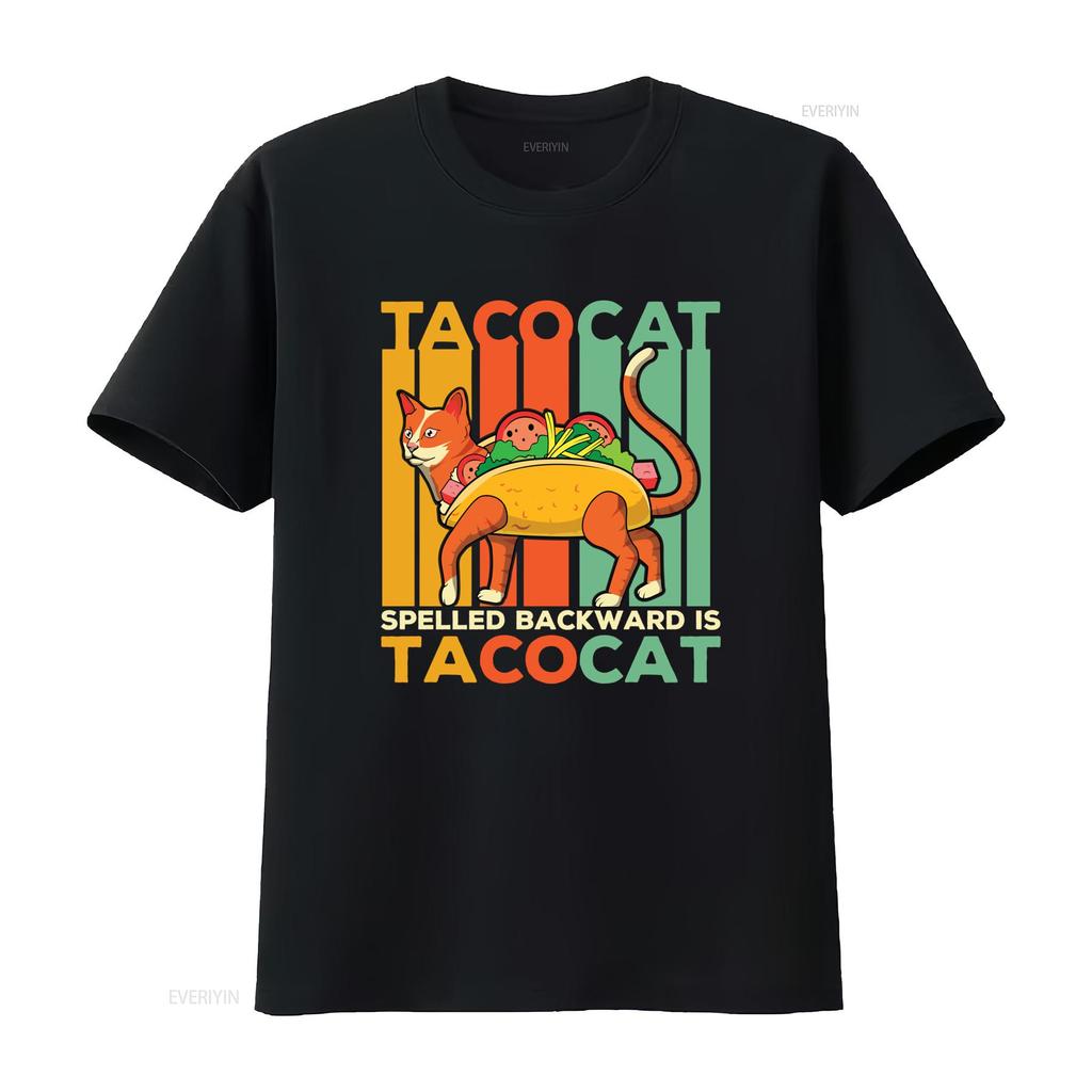 Retro Vintage Lustige Taco Katze Cartoon Druck Lässiges T-Shirt Vintage Bequem Herren Weiches Oberteil Für Den Alltag