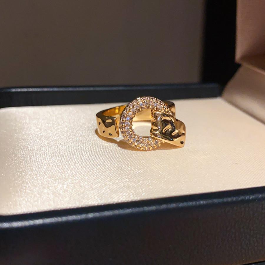 Minimalist Geometric Open Ring For Women With Copper Zirconium And Elegant Design