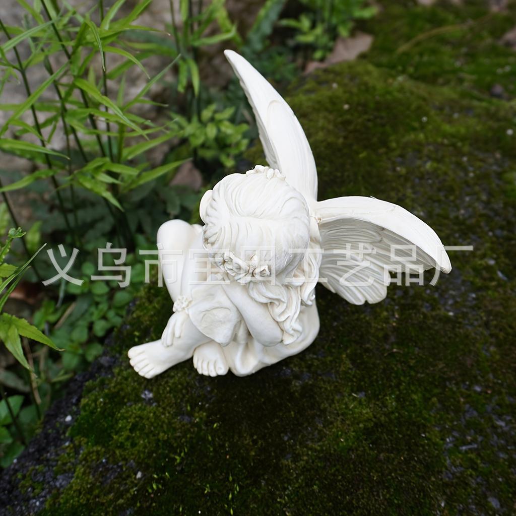 Cute face angel statue creative resin art statue home collection outdoor garden decoration