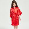 Kids' Solid Color Imitation Silk Bathrobe - Plain, Lightweight Design for Boys & Girls