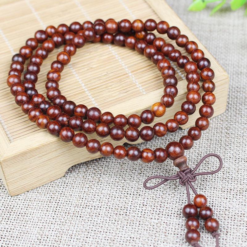 Wooden Sandalwood Buddhist Bead Bracelets - 108 Beads, Unisex Jewelry for Couples