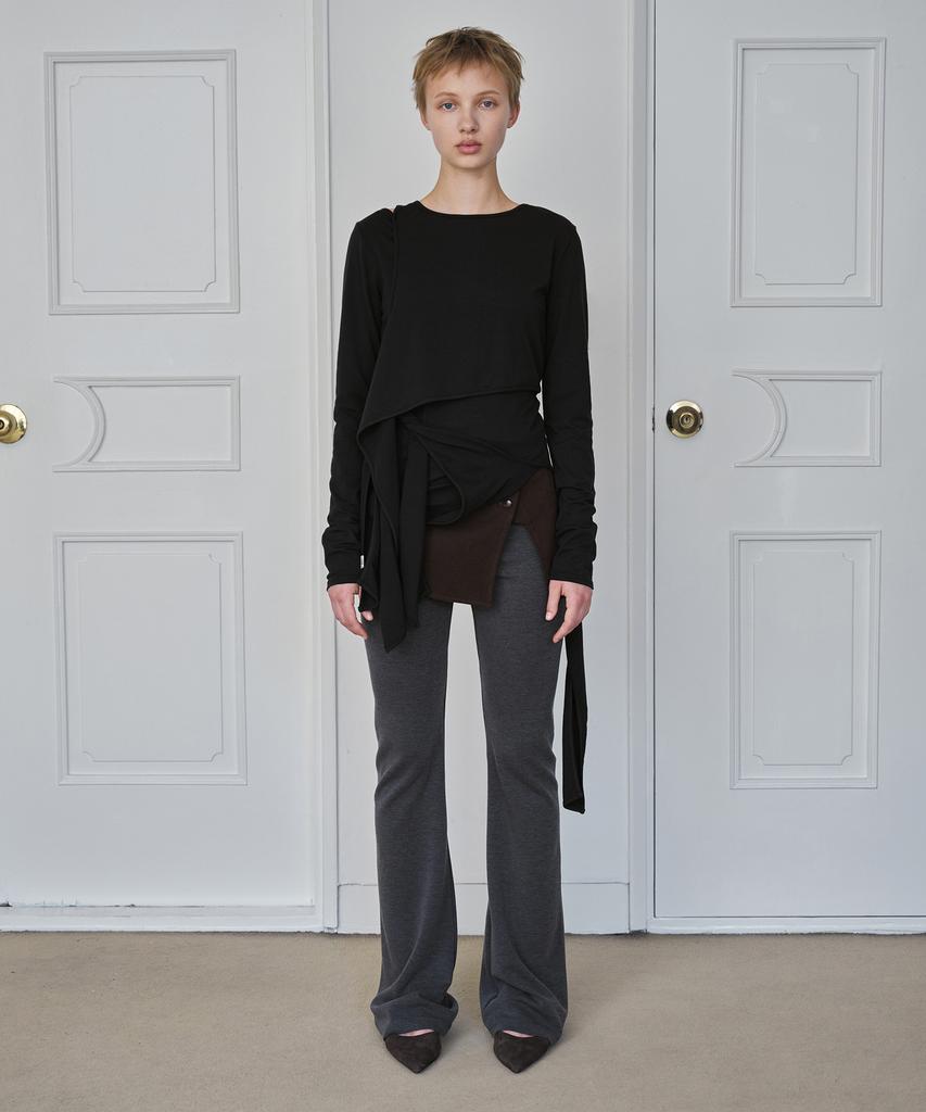 Simeteuligpeosenteu Knotted Layered Long Sleeve / Black