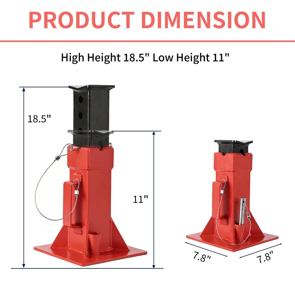2Pcs 12 Ton /22 Ton Pin Type Car Jack Stands, Heavy Duty Pin-Style Supports with Quick-Release Locking for Trucks, RVs & SUVs
