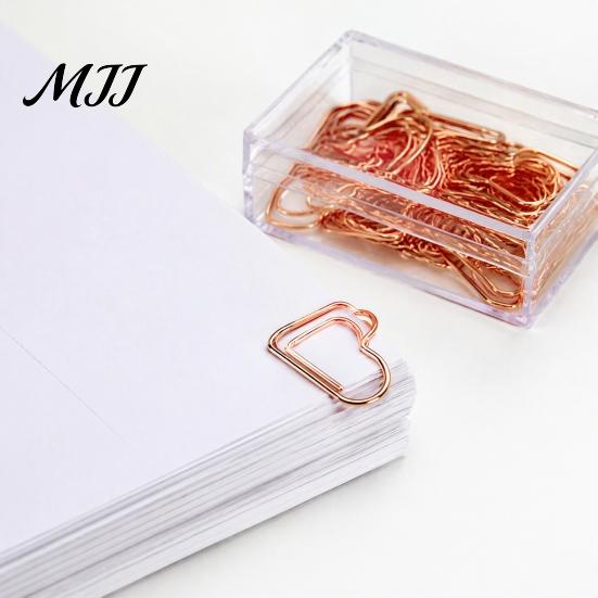 Rose Gold Desk Accessories 10PCS Metal Paper Clips, Decorative Cartoon Shape Durable Fasteners Bookmarks, Creative Documents Organizers for Office And