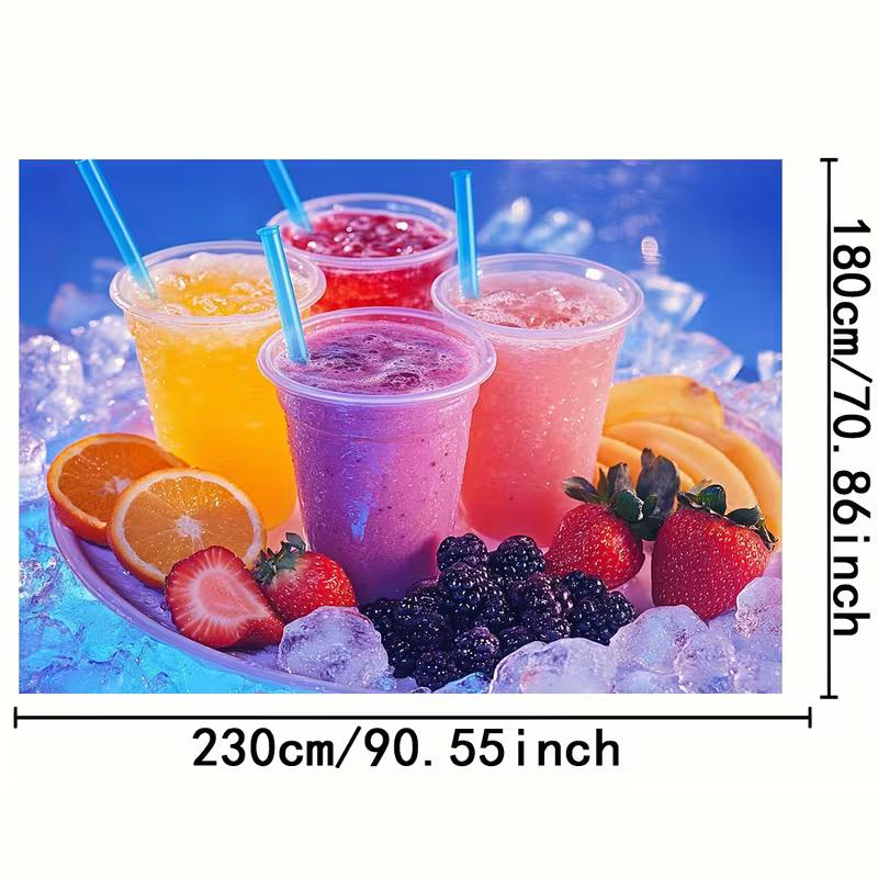 Tapiserie cu Smoothie-uri Colorate cu Fructe, Pânză de Fundal pentru Băuturi Răcoritoare de Vară, Decor perete Bucătărie