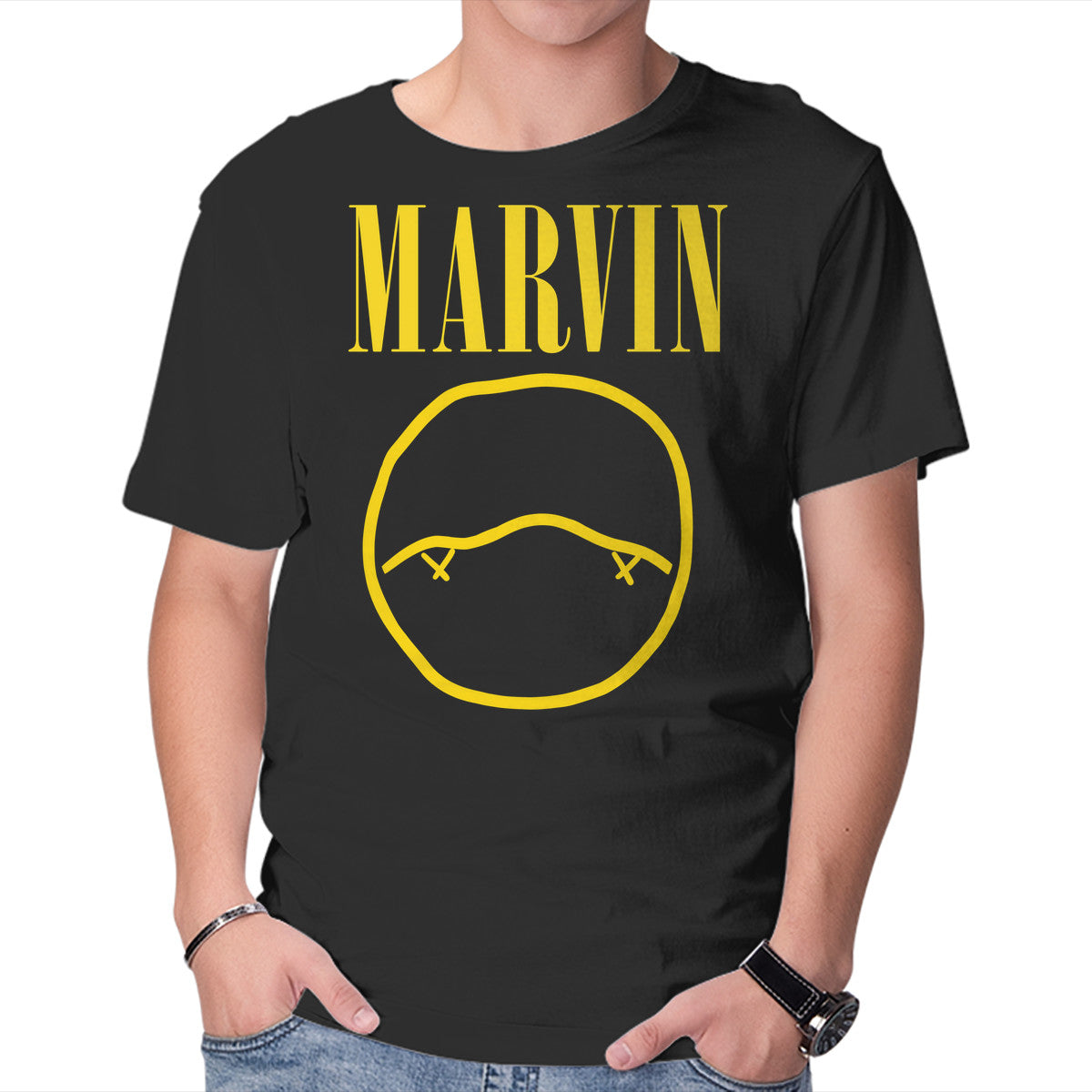 Unisex Crew Neck T-Shirt Marvin-A Graphic Short Sleeve Casual Tee M
