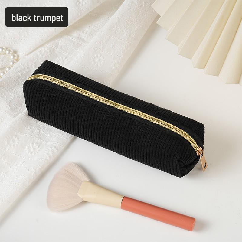 Korean Style Corduroy Pencil Case for Women, Large Capacity, High-Value Appearance, Versatile for Stationery or Makeup Brushes