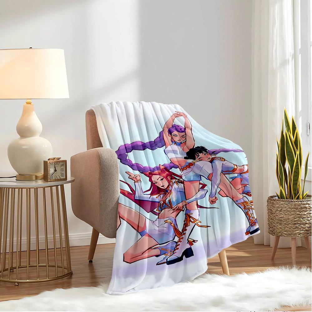 Gruppo di Ragazze Anime K-POP Coperta Morbida Calda delle Quattro Stagioni Copriletto Spesso a Maglia in Poliestere per Tutte le Stagioni per Letto, Campeggio, Viaggio Regalo Perfetto