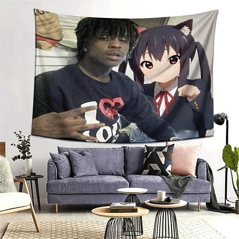 Online Red Stem Picture Rap Animation Tapestry Funny Background Cloth Anime Atmosphere Room Decoration