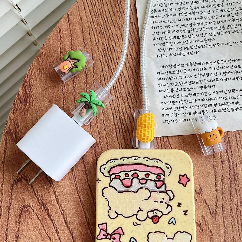 Cartoon Cable Protector For Iphone 15 14 13 12 Wrap Cable Winder For iPhone Samsung Data Cable Data Line Winder Protective