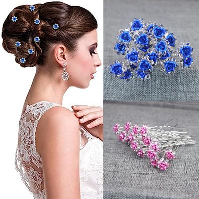 20 PIÈCES Fleur Rose Strass Pinces à Cheveux Cristal Épingles à Cheveux pour Mariage Fête Vie Quotidienne Femmes Bijoux de Cheveux Accessoires