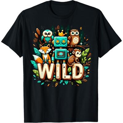 Wild Retro Vintage Machine ROBOT Art Science & Math Boy Kid T-Shirt(1)