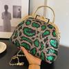 Fashion Party Bling Bags for Women  Evening Clutch  Shoulder Bags with Sequins for Ladies  Blue and Green Chain  Messenger Bags  Shell Clip  Banquet
