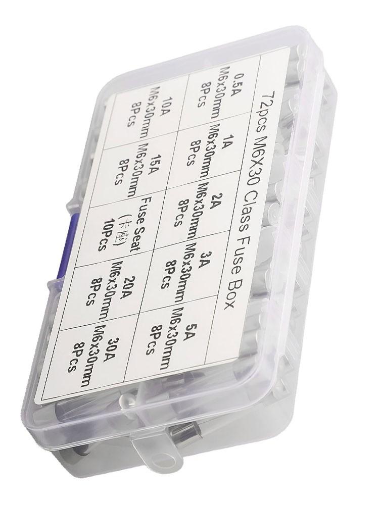 6x30mm 72 Car Boat Quick Blow Glass Tube Fuse Assorted Kit Fast-blow Glass Fuses