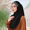 Muslim Women Diamond Solid Color Inner Scarf Islamic Instant Hijab Malaysia Undercap Ladies Cap Crystal Hemp Bonnet Hat 80*55Cm