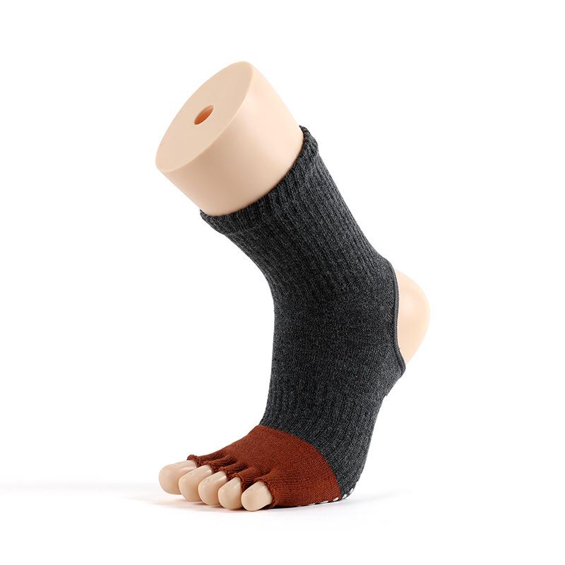 MEIKAN Toe-less & Heel-less Non-Slip Five-Toe Yoga and Dance Socks 35-38 темно-серого