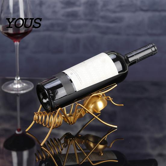 Ant Shaped Wine Holder Metal Rack, Freestanding Bottle Holder,Stable Retro Solid Stand Art Ornament Red Stand, for Home Kitchen Bar Decor Eye-catching