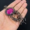 Lab-Created Ruby Gemstone Copper Wire Wrap Handmade Designer Pendant Jewelry Gift For Love