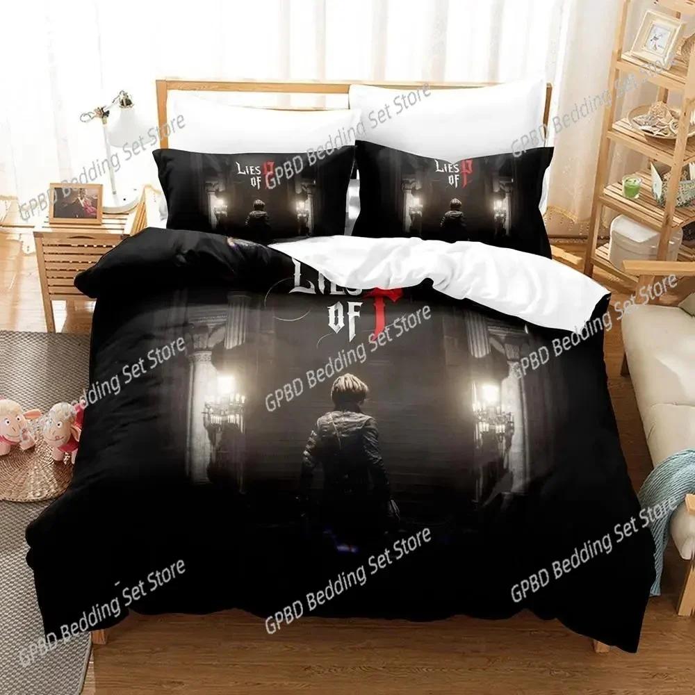 Game Lies Of P 3D Bedding Set Duvet Cover Pillowcases Single Twin Full Queen King Size Home Decor Quilt Boys Gift Quilt Cover Pi