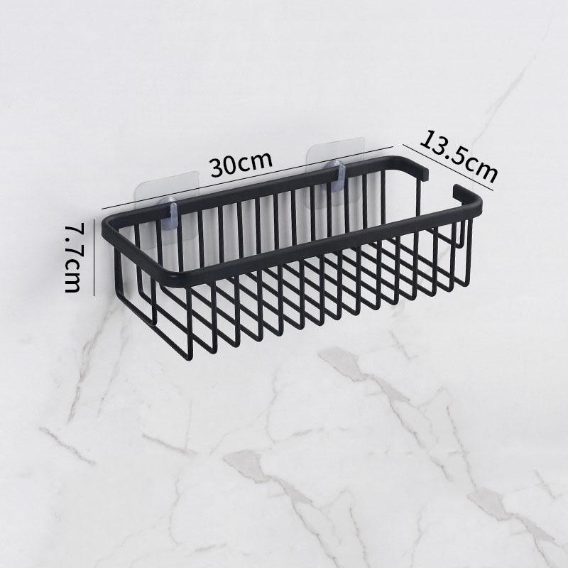 Aluminum Bathroom Storage Basket White/Black Free Nail Toilet Shower Storage Shelf Wall Hanging Bathroom Shelf