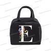 1Pc Portable Lunch Bag Wildflower Alphabet ABCD..Cooler Ice Pack Lunch Box Insulation Package Insulated Thermal Unisex Lunch Bag