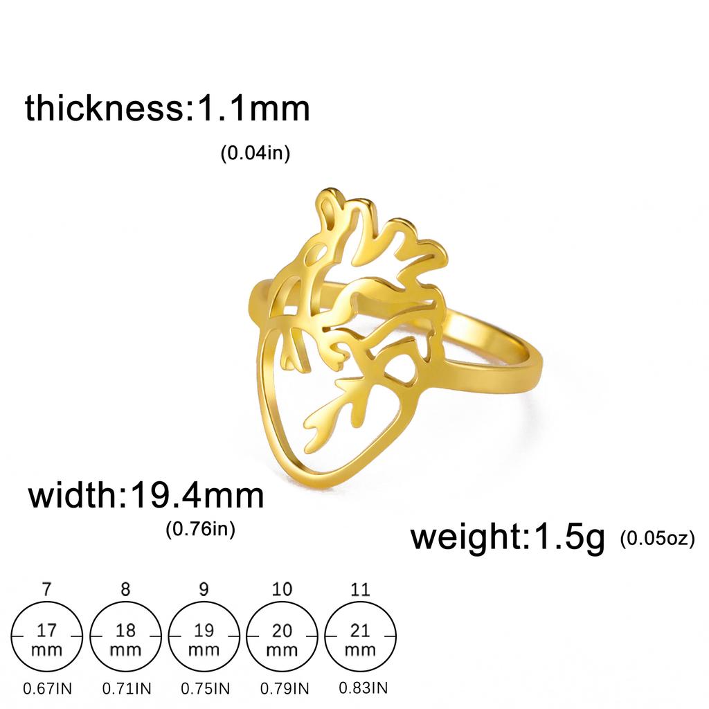 Fashion Anatomical Heart Rings for Women Men Medical Biology Finger Rings Stainless Steel Jewelry Gifts for Doctor