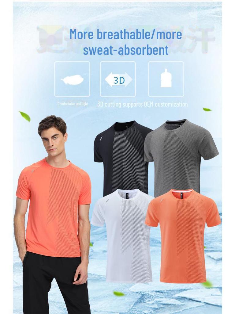 Herrs Snabbtorkande Isilkes Sport-T-shirt med Mörkt Mönster