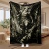 Archangel Warrior Art, for Mythology Fans, Soft Blanket, Dramatic Black And White Design, Multi-Purpose Home Decor Gift, Cozy Comfort