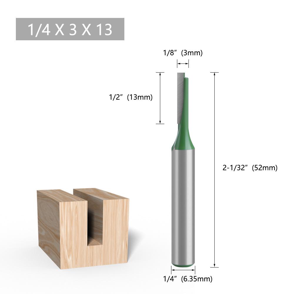 

7-Piece 1/4 Shank Green Straight & Double-Edge Knife Set for Trimming, Grooving, and Engraving