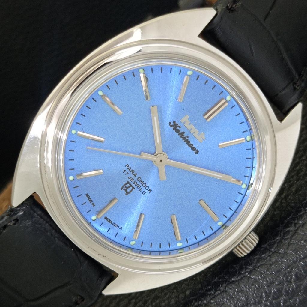 

VINTAGE HMT KOHINOOR HAND-WINDING INDIAN MENS SKY BLUE DIAL WATCH a440919-4 HT-a440919