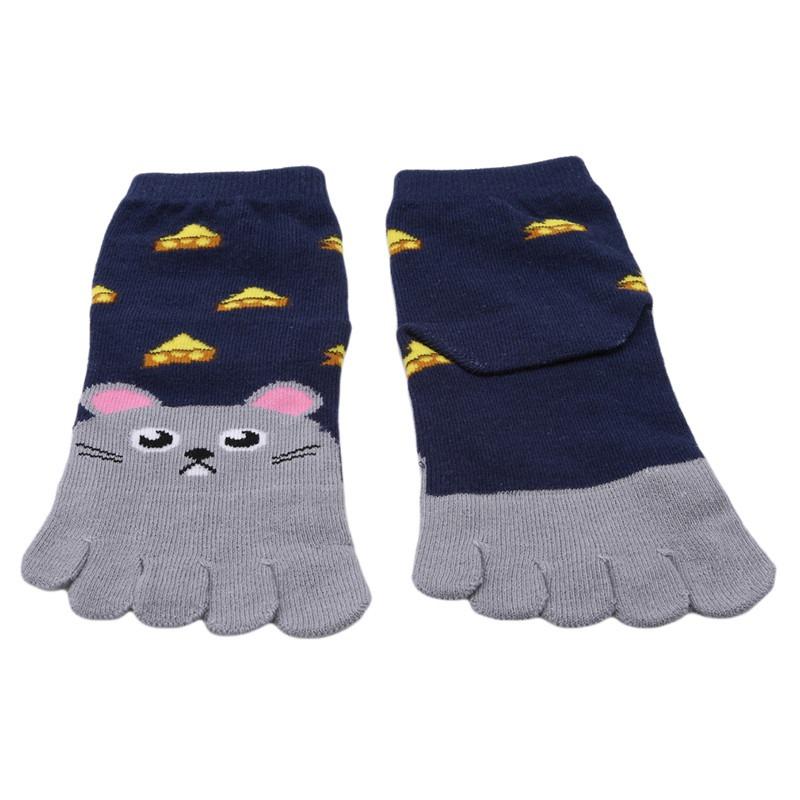 Kids Toe Socks Cute Cartoon Animal Dog Cat Ankle Crew Five Finger Socks for Girls and Boys