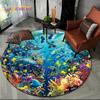 3D Seabed Underwater World Dolphin Turtle Round Area Rug,Carpet for Living Room Bedroom Sofa Playroom Decor,Non-slip Floor Mat