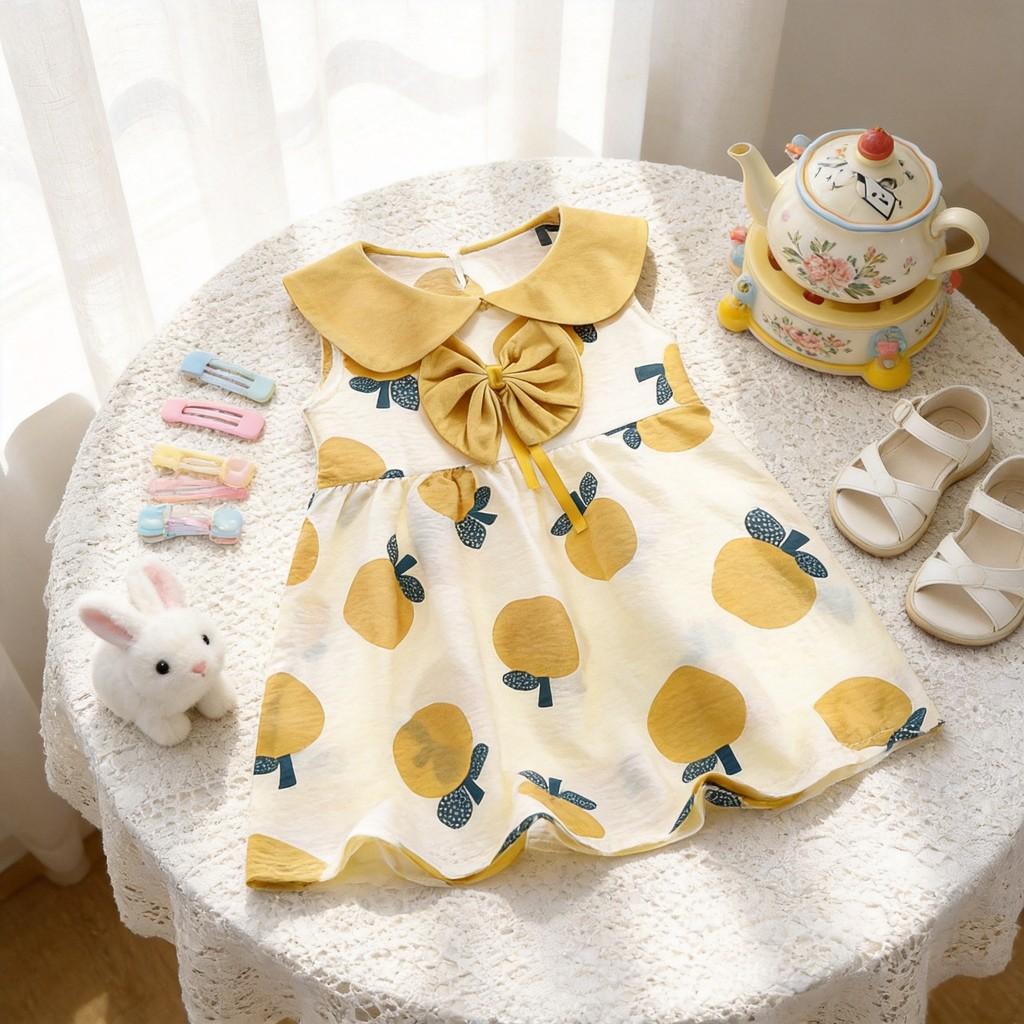 Princess Girl Summer Dress With Cotton Blend Fabric For Toddler Girls