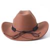 Cowboy hat European and American style big cowboy hat monochrome felt hat men and women big brim outdoor top hat