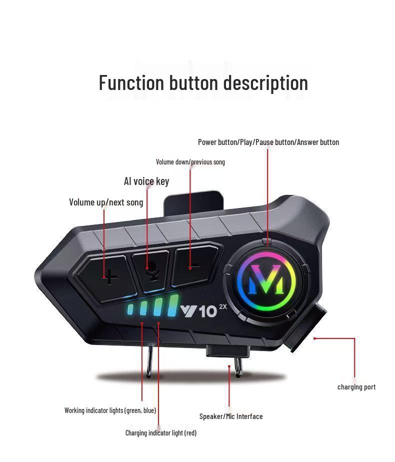 Y10 Wireless Bluetooth Motorcycle Helmet Headset