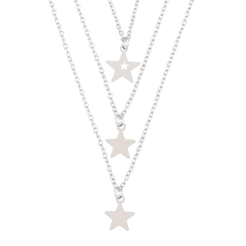 2/3 Pieces Retro Vintage Star Charm Necklace Birthday Gifts Friendship Chain Necklace with Message Card Jewelry Present