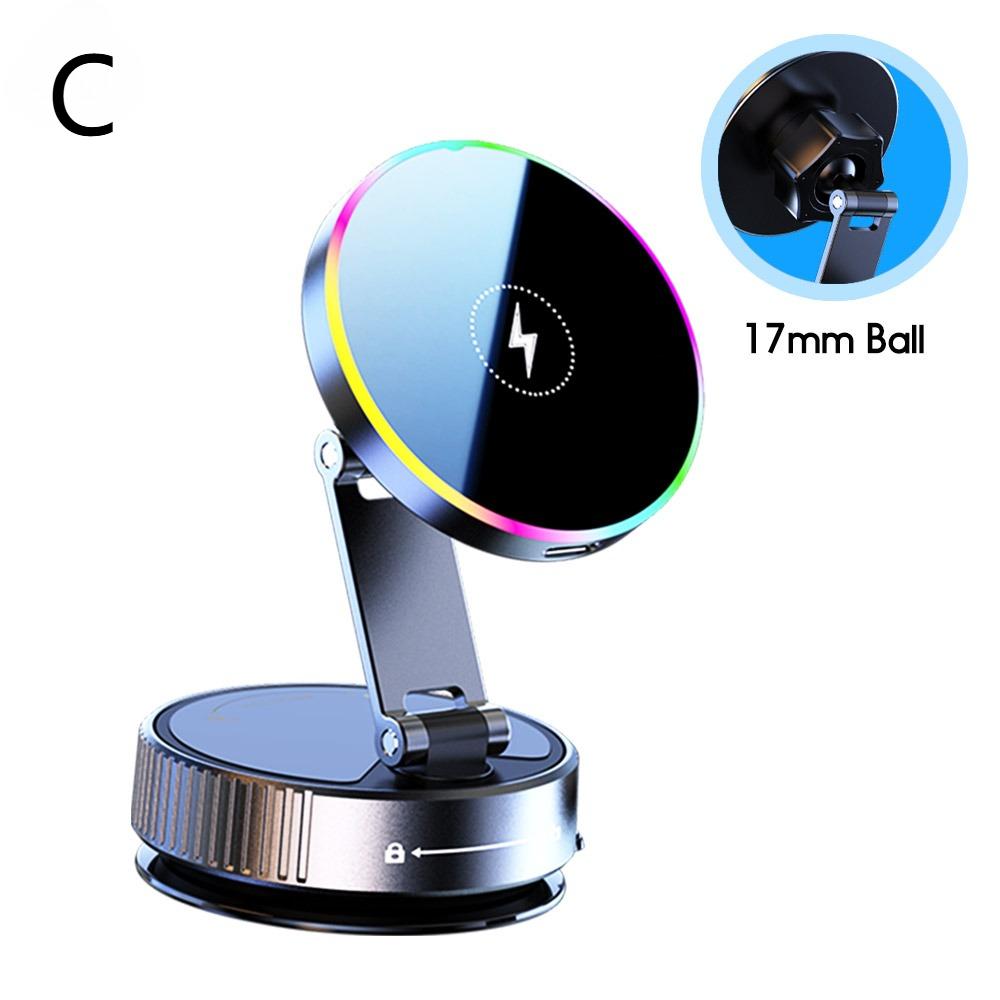 15W Magnetic Car Wireless Charger Vacuum Suction Bracket Phone Holder for Magsafe iPhone 17 16 15 14 13 12 Fast Charging Station