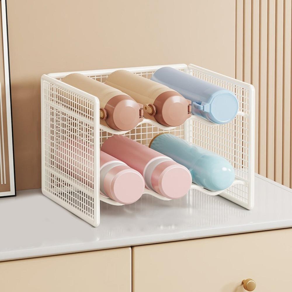 Iron Metal Cup Holder Large Capacity Insulation Cup Holder Durable Wine Water Bottle Holder Bar White Style AM
