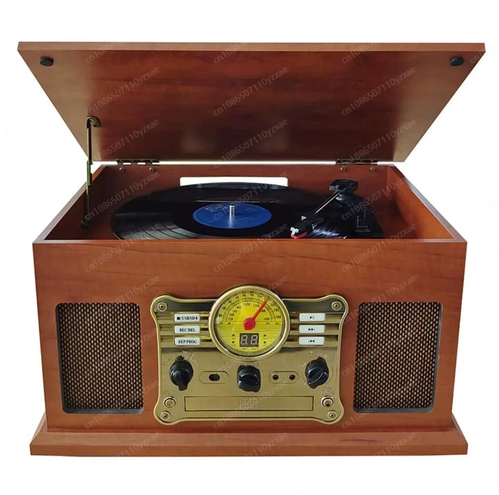 Multifunction Vintage Gramophone CD Player Vinyl Record Player Radio Bluetooth Speaker