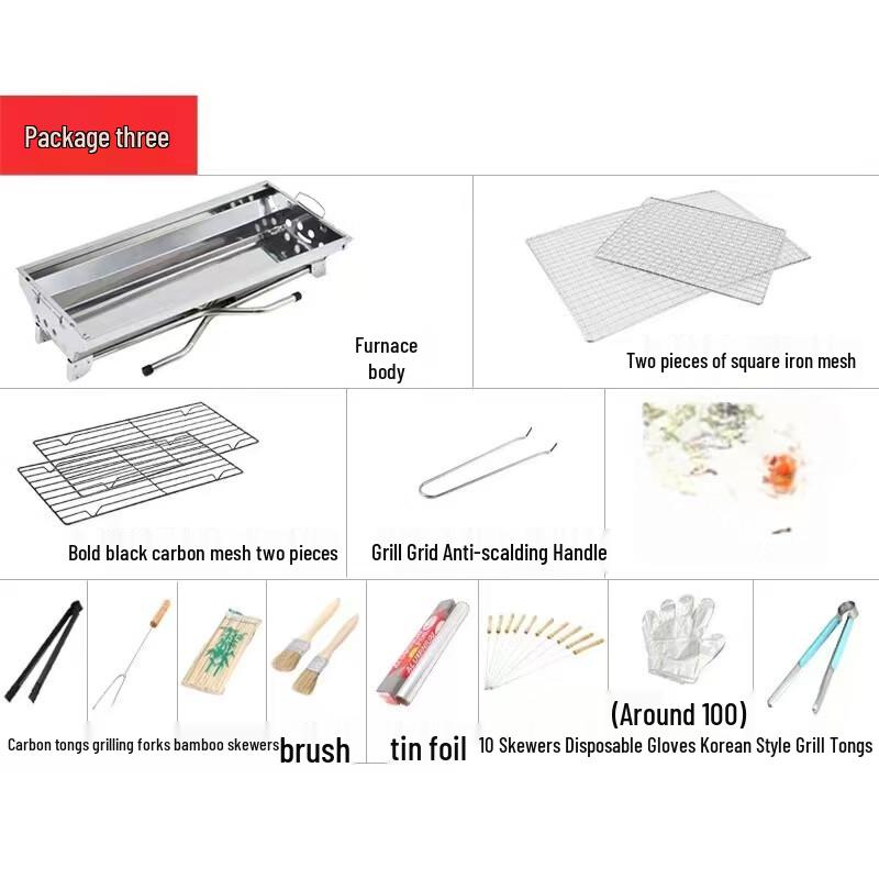 OEING Portable Folding Charcoal Grill Set