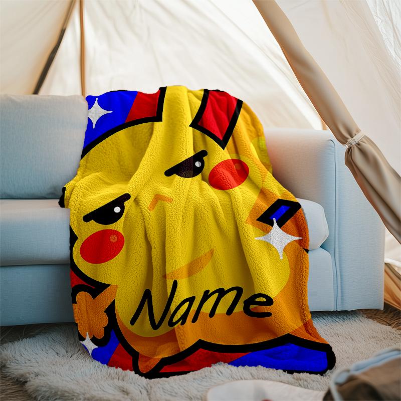 Personalized Custom Name Blanket - Pokémon Print Design,Blanket for Sofa,Bed,Travel,Camping - Soft and Warm, Great Gift
