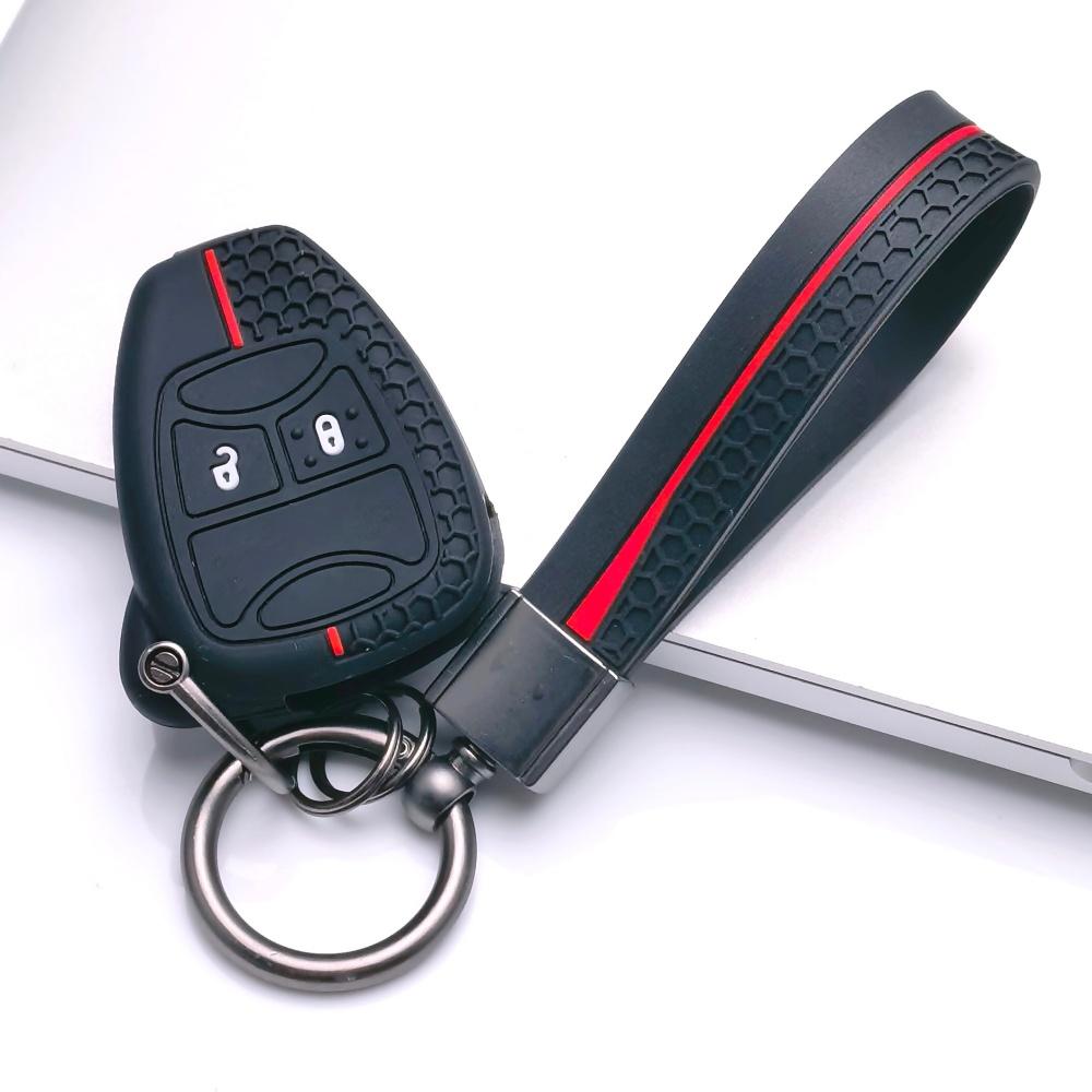 Key Fob Cover for Jeep Renegade Compass Cherokee Wrangler Challenger Charger Durango Grand with Keychain Anti-Scratch Guard Shockproof Protection
