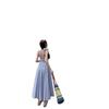 Women's Blue Suspender Dress - Summer 2025 French Seaside Holiday Waist-Cinching Long Dress