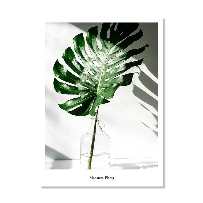 Pflanzenposter im skandinavischen Stil Grüne Blätter Dekoratives Bild Moderne Wandkunst Innenraumgemälde für Wohnzimmer Heimdeko