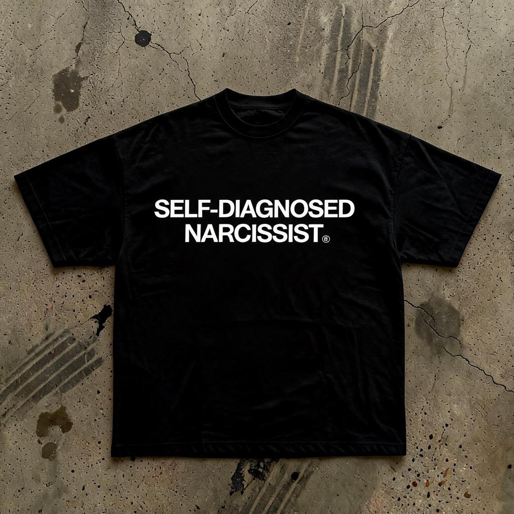 Self-Diagnosed Narcissist T-Shirt | Funny Statement Tee, Text Graphic