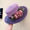spring summer flower hat French women's straw flat hat elegant beach hat Barrel cap sun hat outdoor travel sun hat wholesale